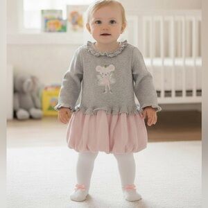 NWT Tahari Baby Knit Mouse Dress with Tights Size 12M Sugar Plum Fairy Christmas